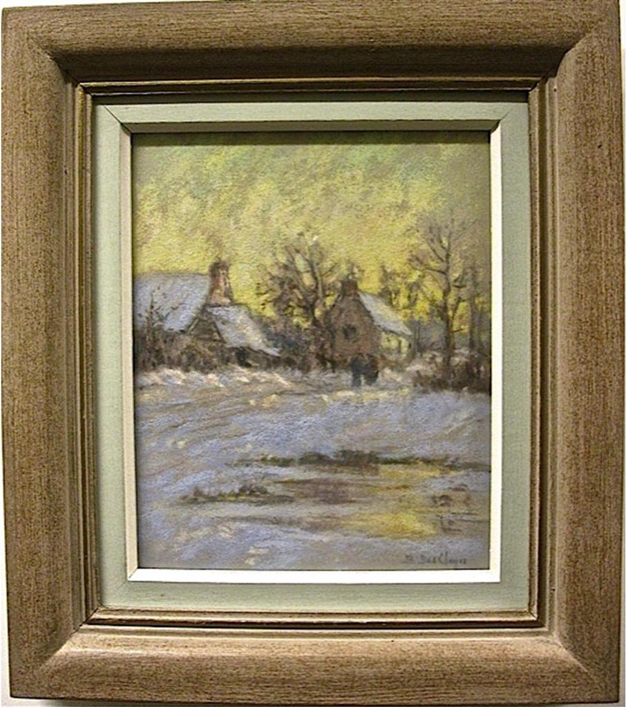 Berthe Des Clayes (1877-1968) - Figures Outside Cottages At Dusk