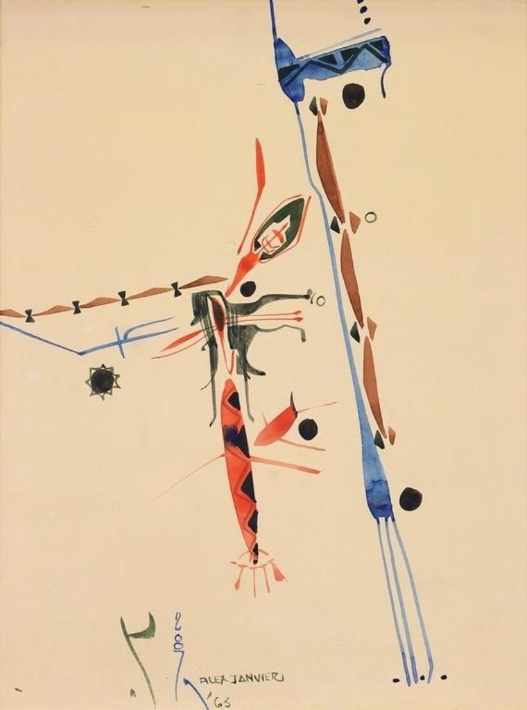 Alex Simeon Janvier (1935-2024) - Up Against A Wall; 1963