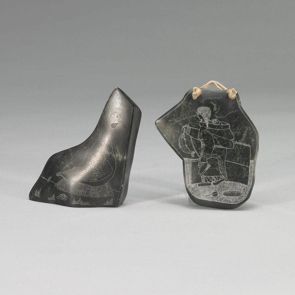 Adamie Alayco Alaku (1936-1971) - Two Etched Panels: A Seal And Woman With A Fish