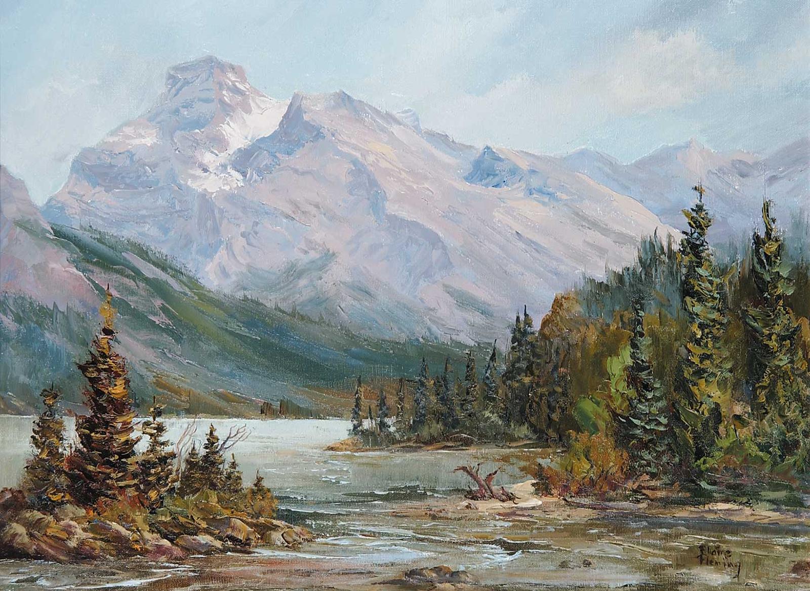 Elaine Fleming (1928-2014) - Sparrowhawk Across Spray Lake