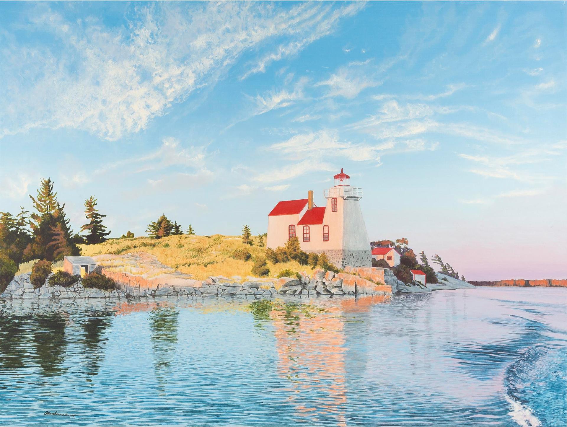 Bruce Herchenrader (1949) - Lighthouse At Point Au Baril, Georgian Bay