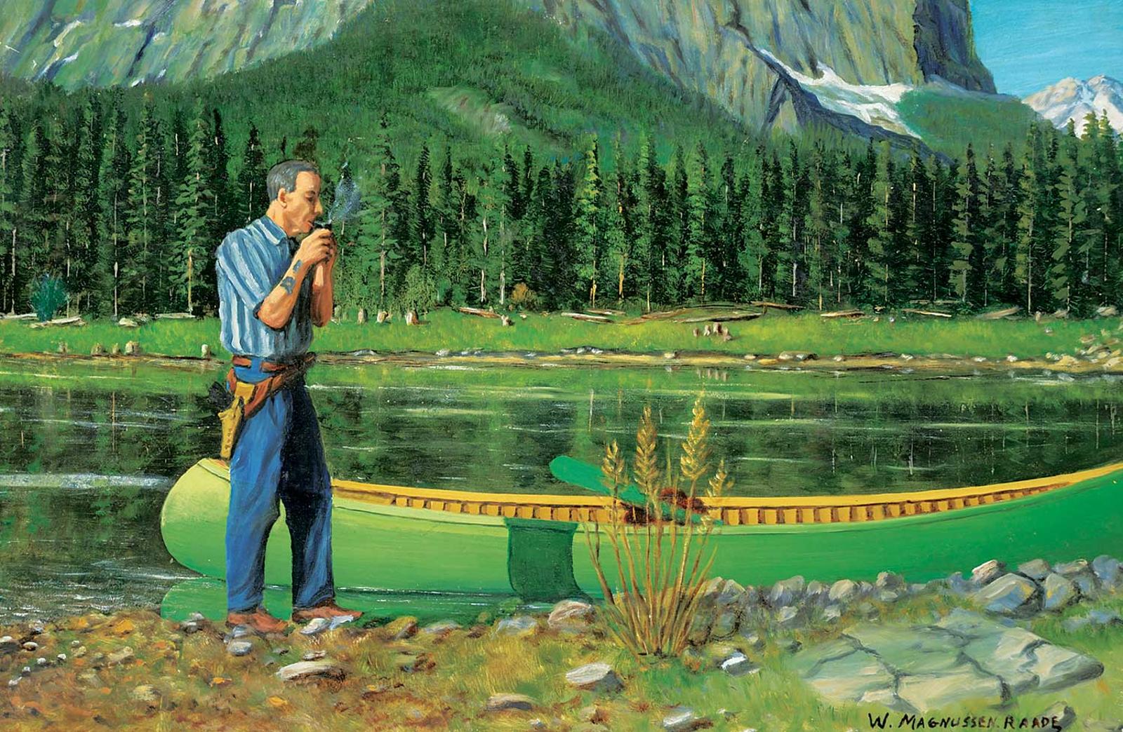 Wilhelm Magnussen Raade - From Upper Kananaskis Lake, Wilhelm Magnussen Raade and Canoe