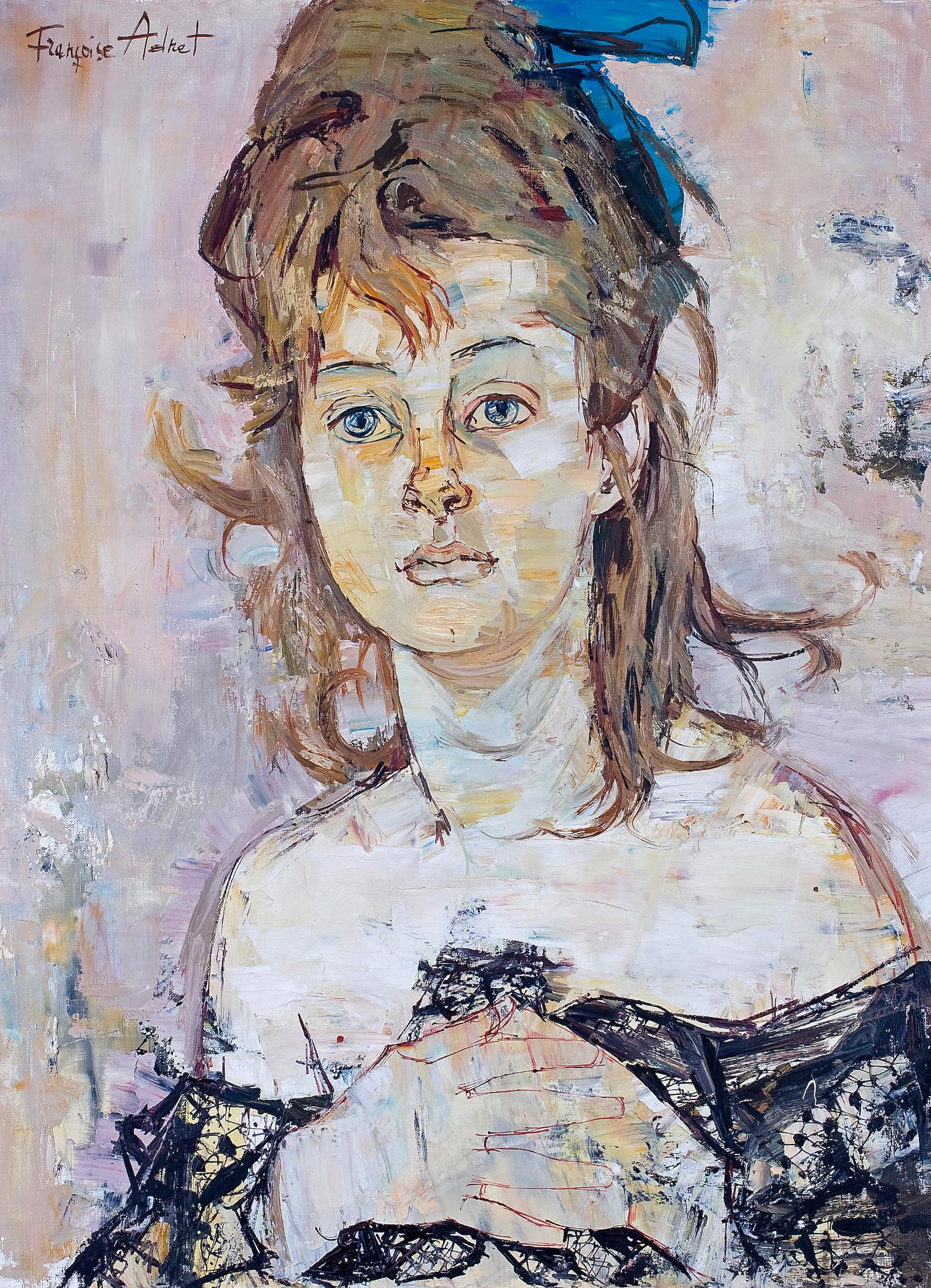 Françoise Adnet (1924-2014) - Girl with blue bow in her hair