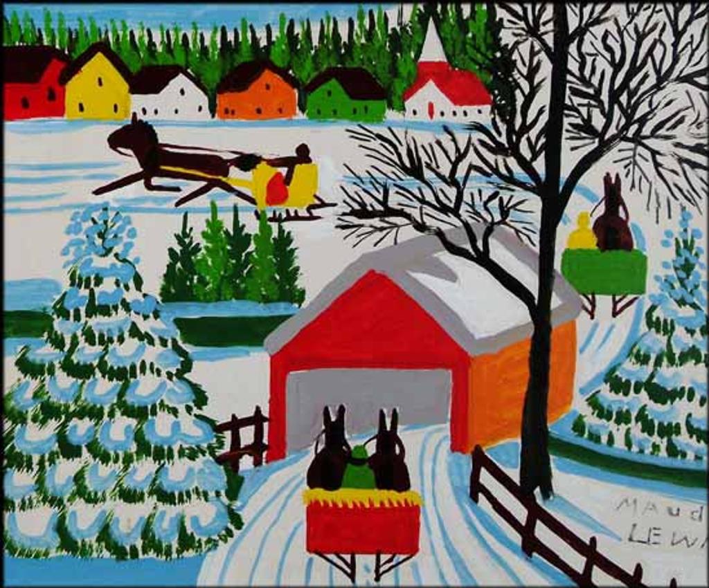Maud Kathleen Lewis (1903-1970) - Winter Sleigh and Covered Bridge