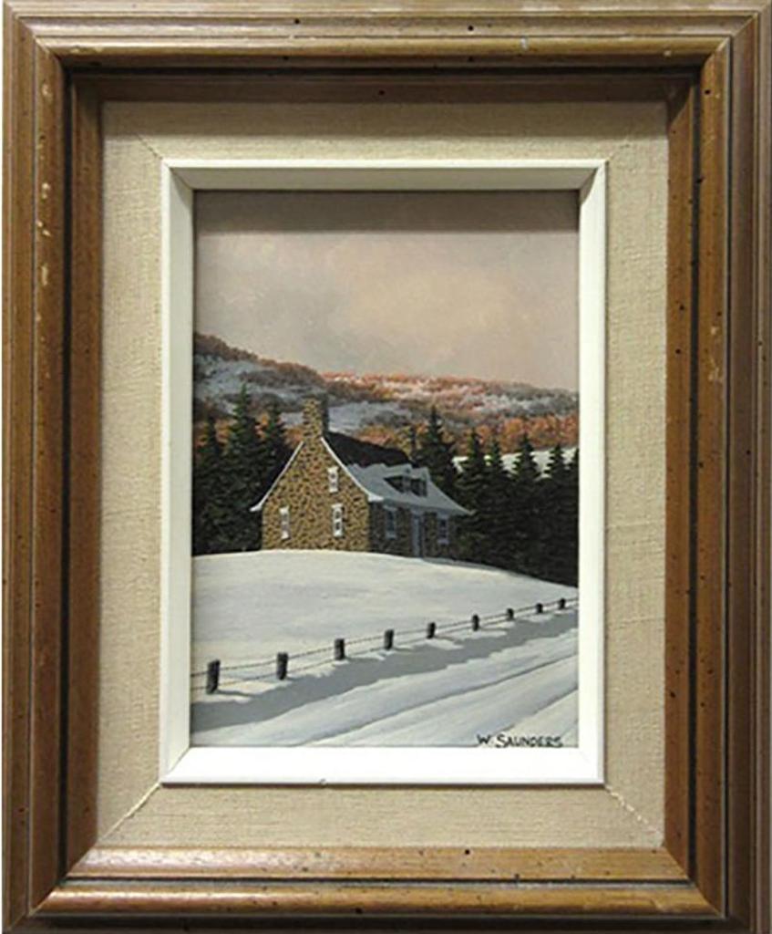 William (Bill) J. Saunders (1948) - Untitled (Brown Stone House - Winter)
