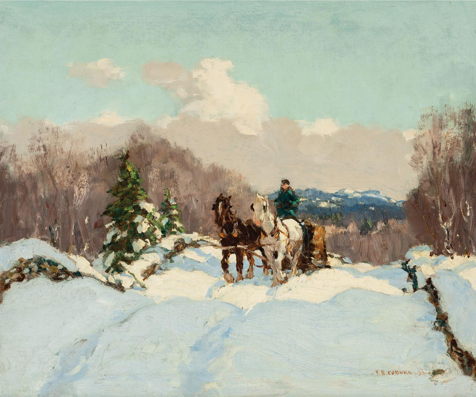 Frederick Simpson Coburn (1871-1960) - Hauling Logs, 1934