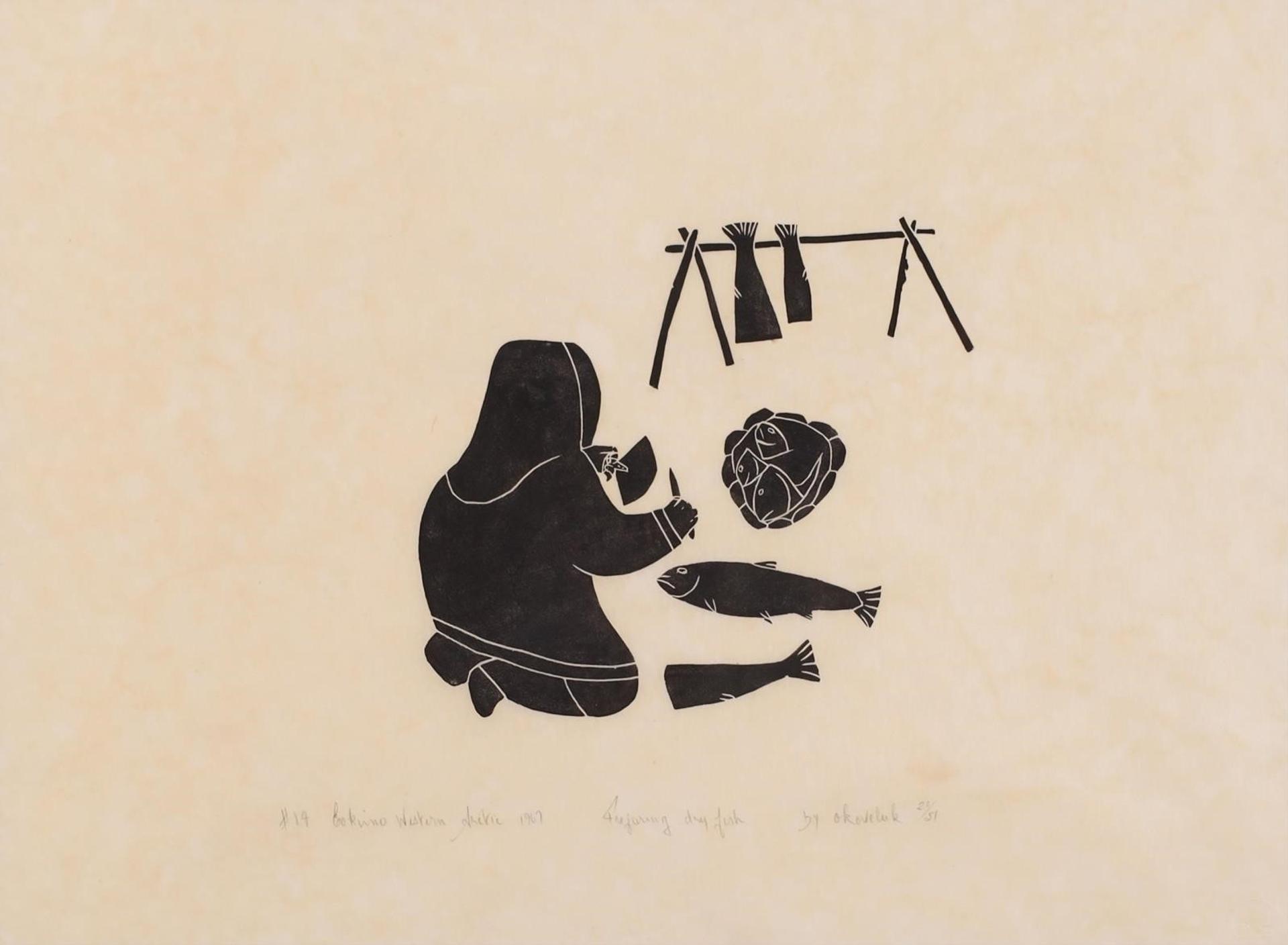 Mona Ohoveluk (1935-1992) - Preparing Dry Fish; 1967