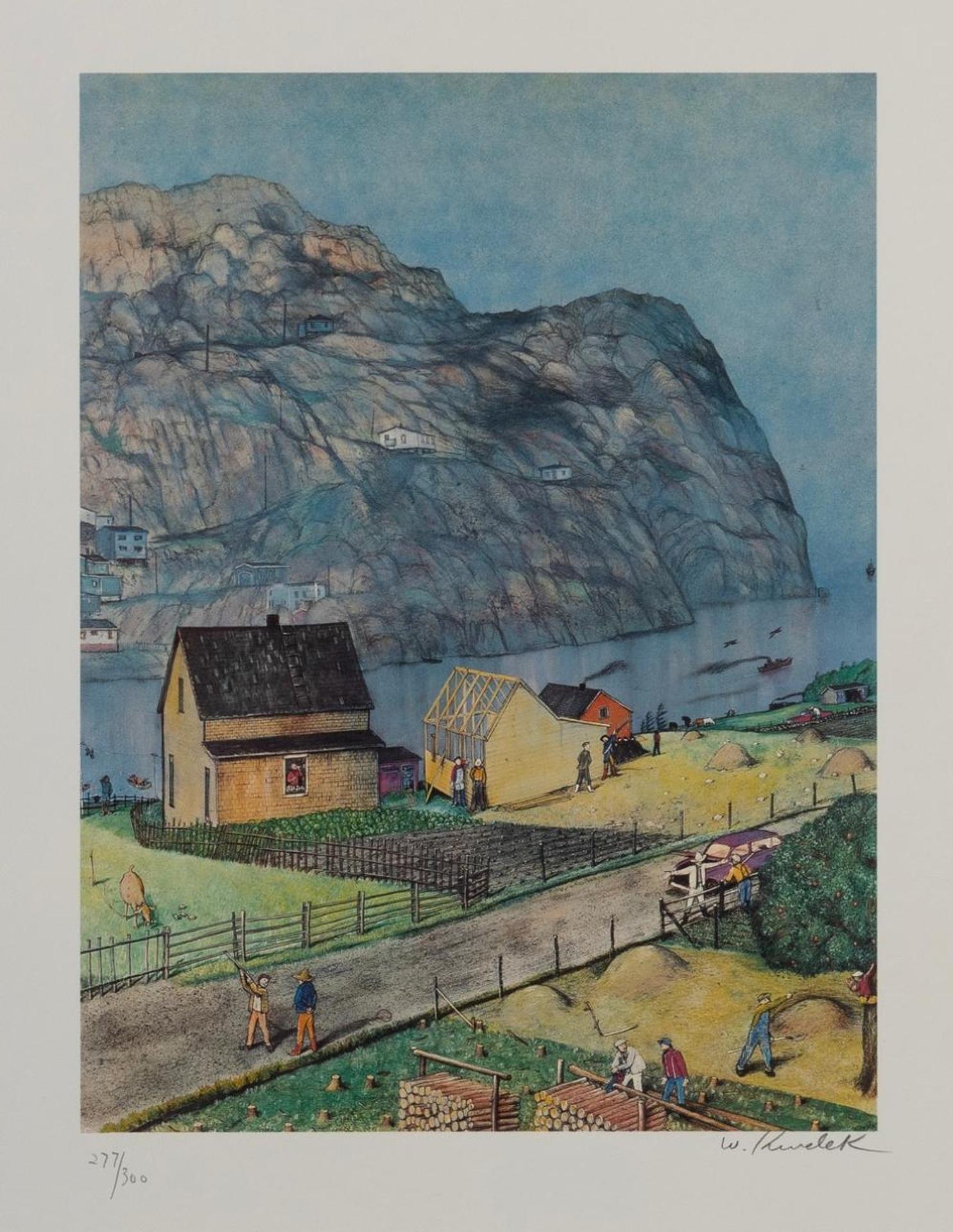 William Kurelek (1927-1977) - Village Scene