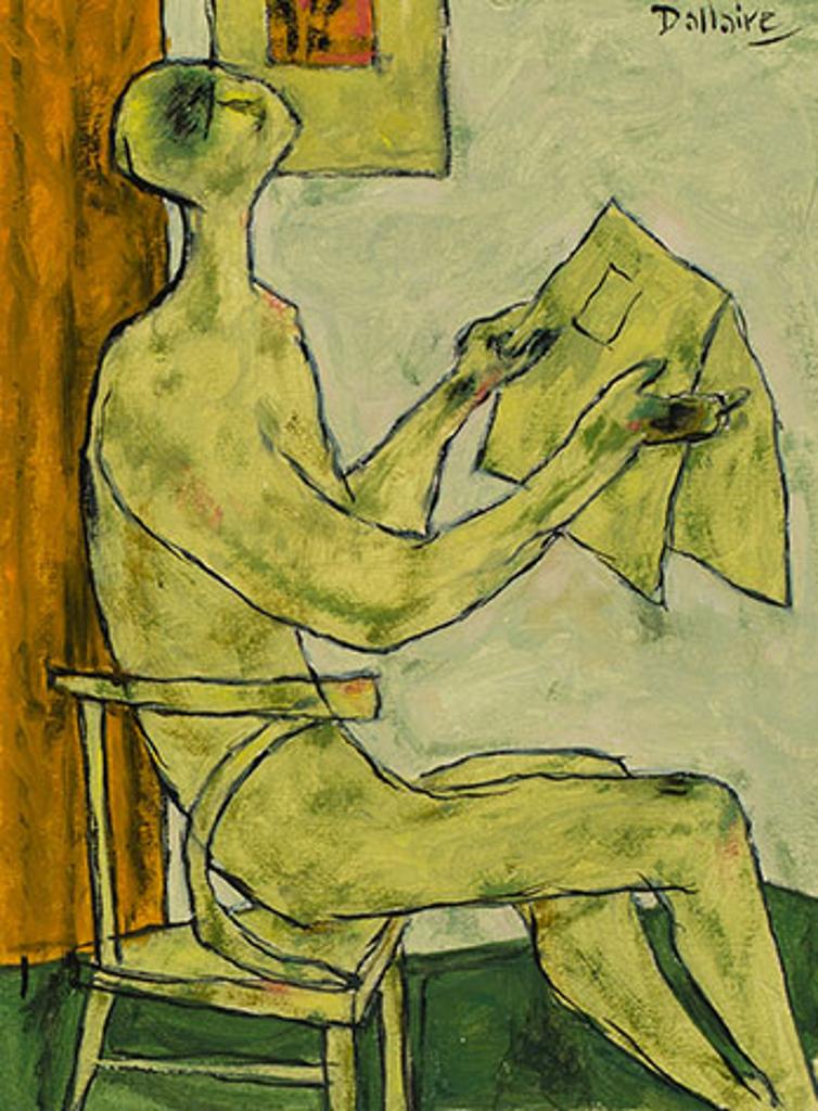 Jean-Philippe Dallaire (1916-1965) - Homme lisant son jourrnal