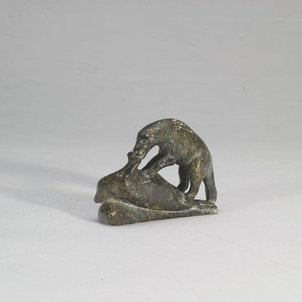 Joseph Pootoogook (1887-1958) - Dog Attacking A Seal