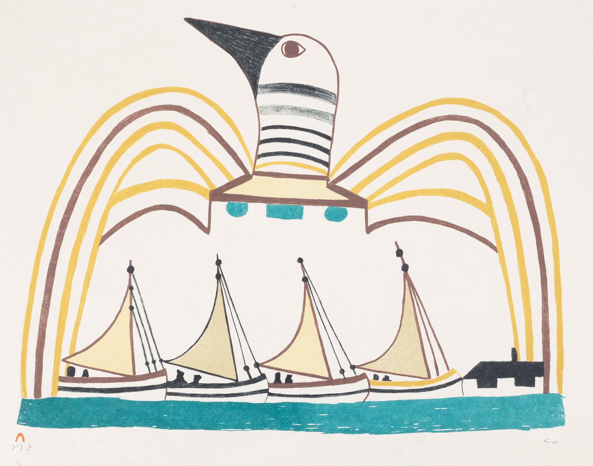 Pudlo Pudlat (1916-1992) - Protective Harbour, 1985