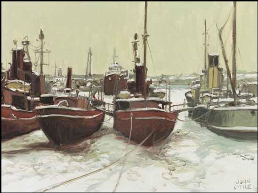 John Geoffrey Caruthers Little (1928-2024) - Light Ships Wintering at Quebec, Bassin St. Louis