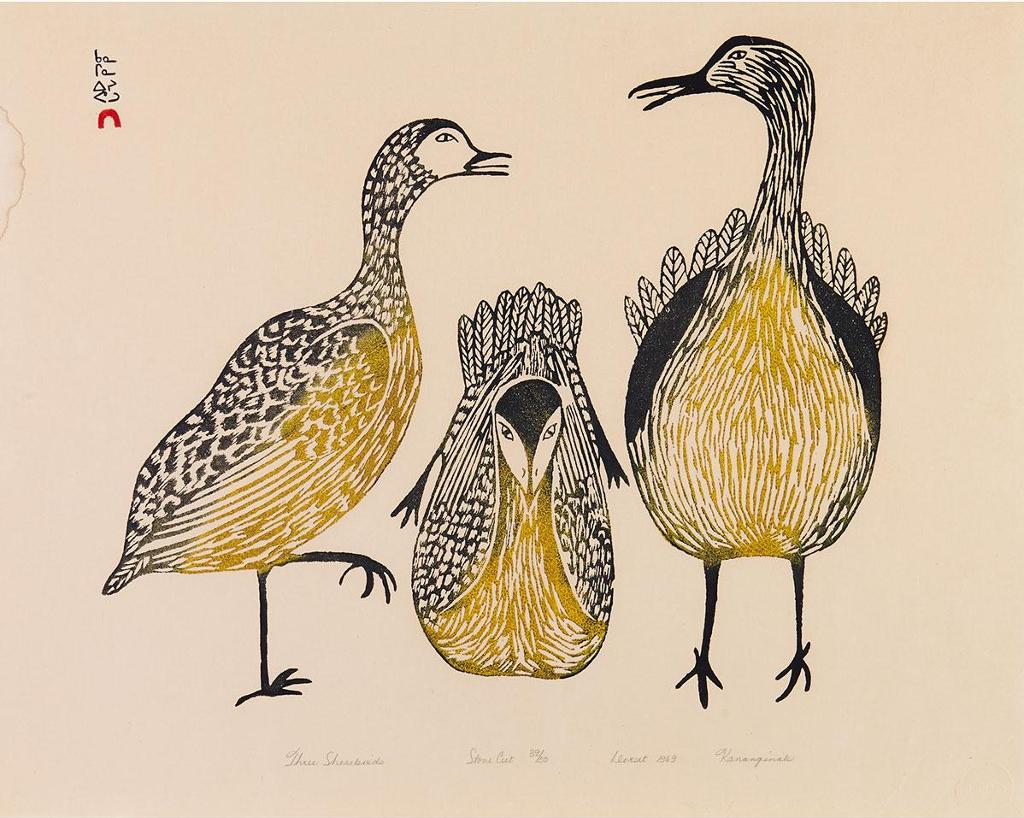 Kananginak Pootoogook (1935-2010) - Three Shore Birds