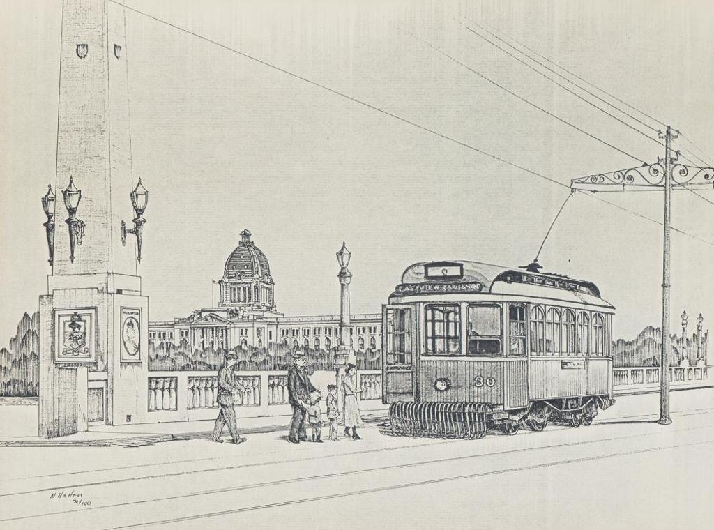 Howard Hatton - Untitled - Tram on Albert Bridge
