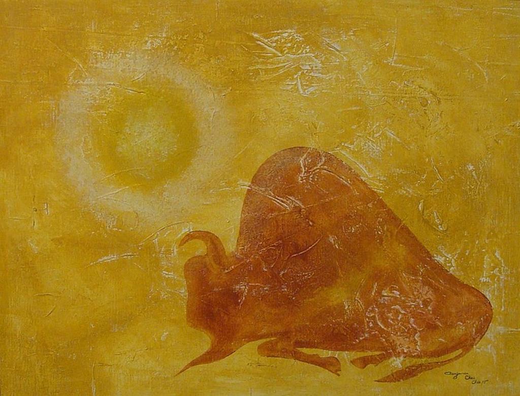 Benjamin Chee Chee (1944-1977) - UNTITLED-BISON AND THE SUN