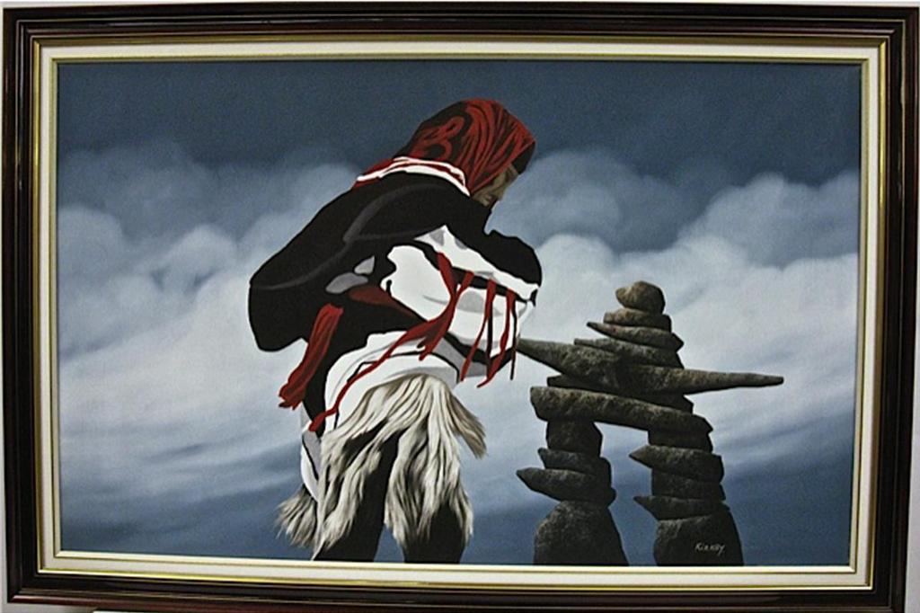 Kenneth (Ken) Michael Kirkby (1940-2023) - Untitled (Woman And Inukshuk)