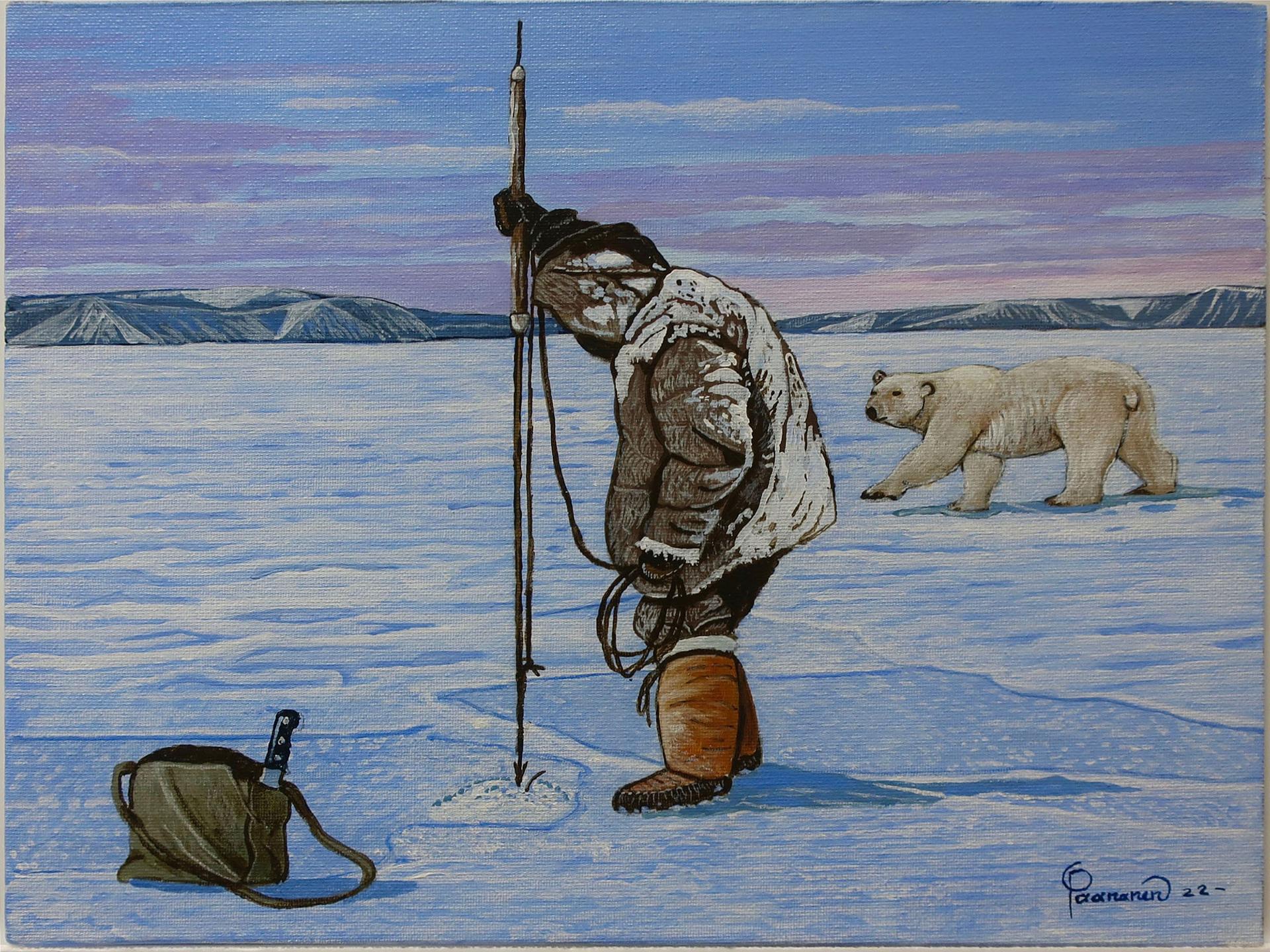 Robert Paananen (1934) - Seal Hunter And Polar Bear