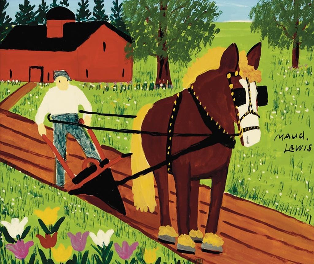 Maud Kathleen Lewis (1903-1970) - Horse and Farmer Ploughing