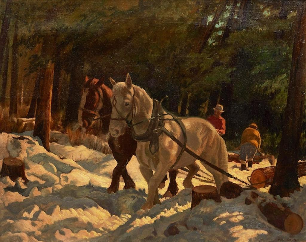 Thomas Albert Stone (1897-1978) - Drawing Out Logs, Temagami