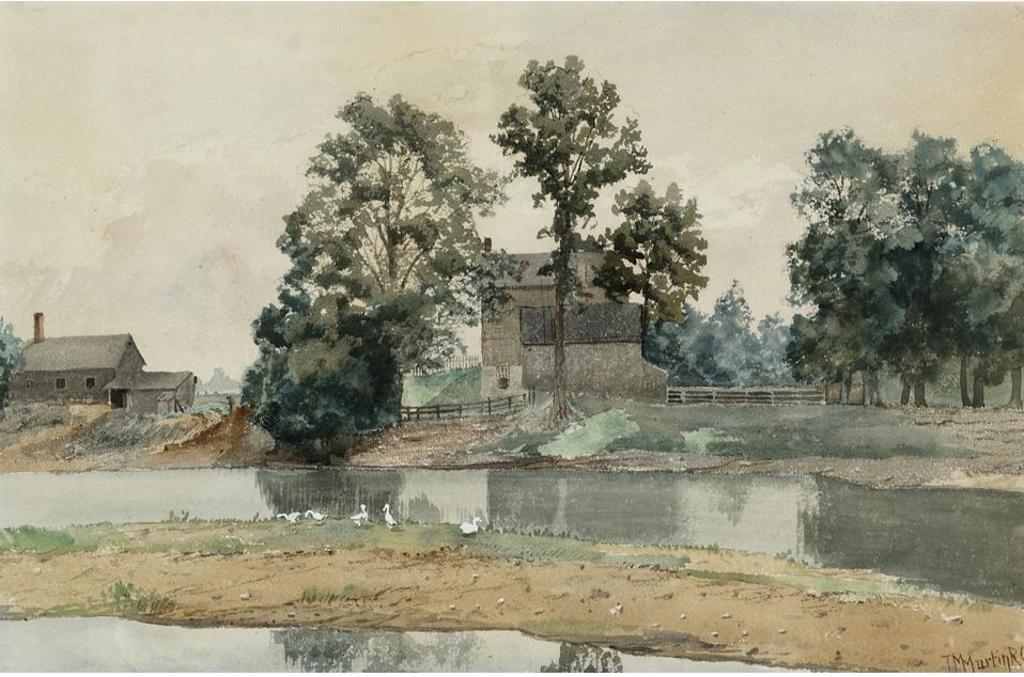 Thomas Mower Martin (1838-1934) - Farm By A Stream