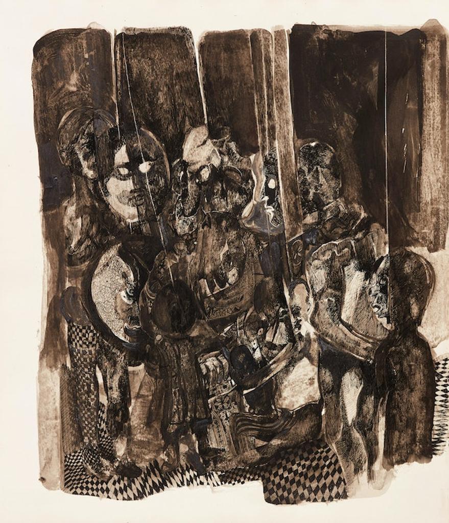 Gerald Leopold Squires (1937-2015) - Untitled Abstraction (Triptych); Portrait of Two Figures; Sketch of a Man; Sketch of a Woman