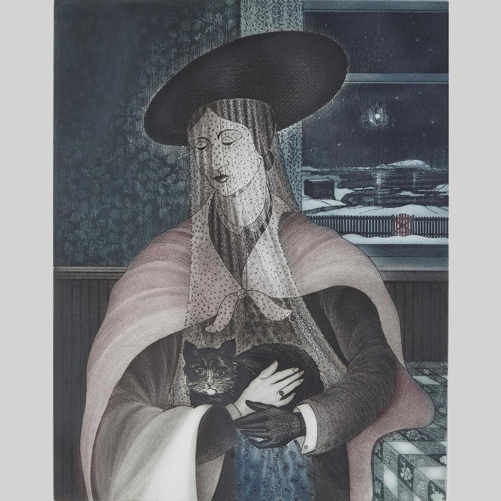 David Lloyd Blackwood (1941-2022) - Lone Mummer With Cat