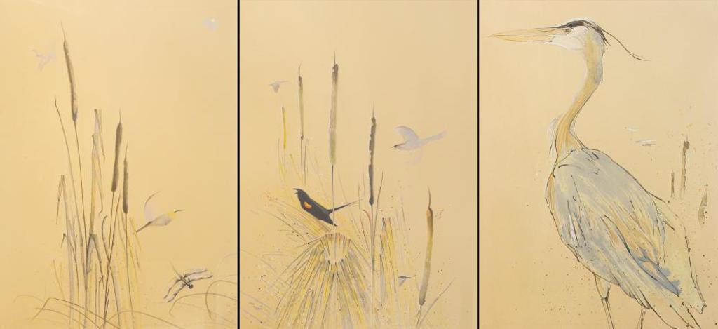 Roy Elwin Tomlinson (1928-2017) - Great Blue Heron, Dragon Fly, Red Wings