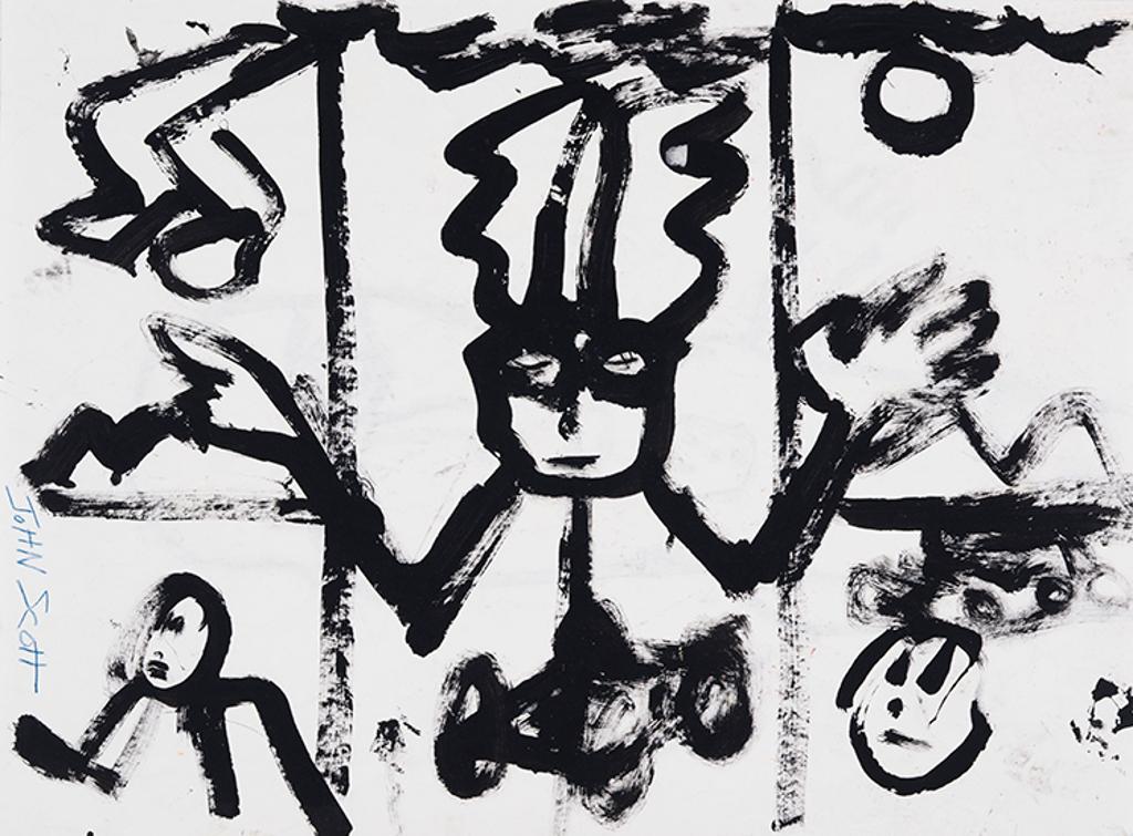 John Tarrell Scott (1950-2007) - Bunny Man with Upraised Arms / Man (verso)