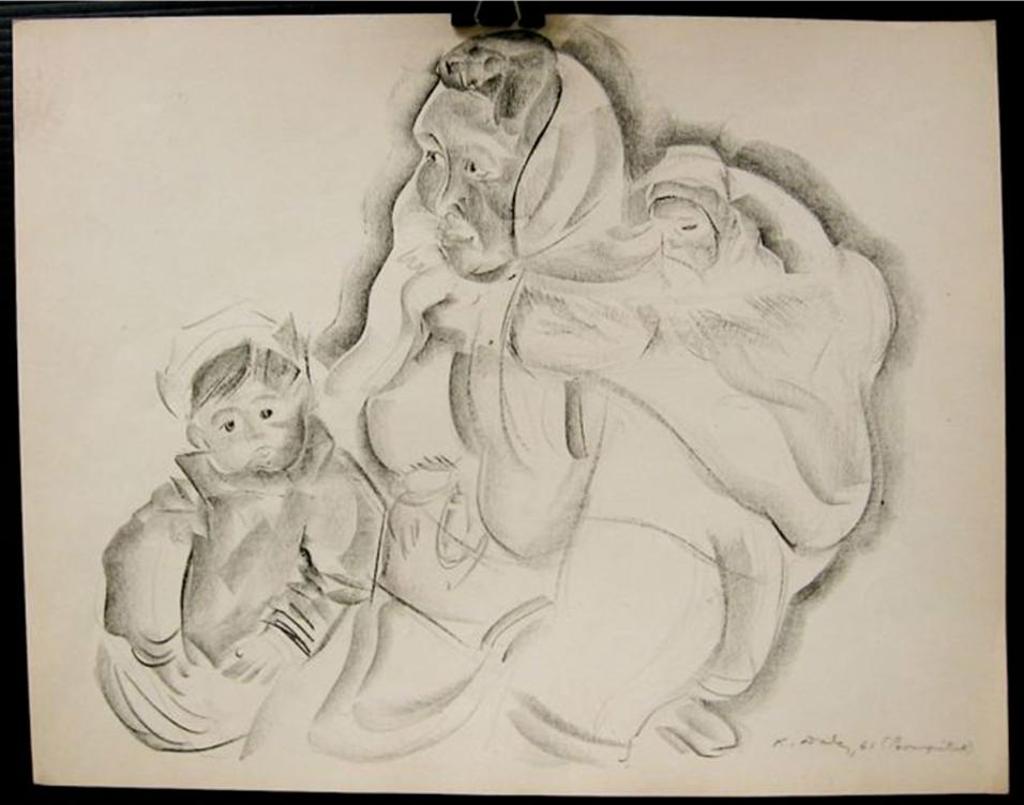 Kathleen Frances Daly (1898-1994) - Inuit Mother With Two Children