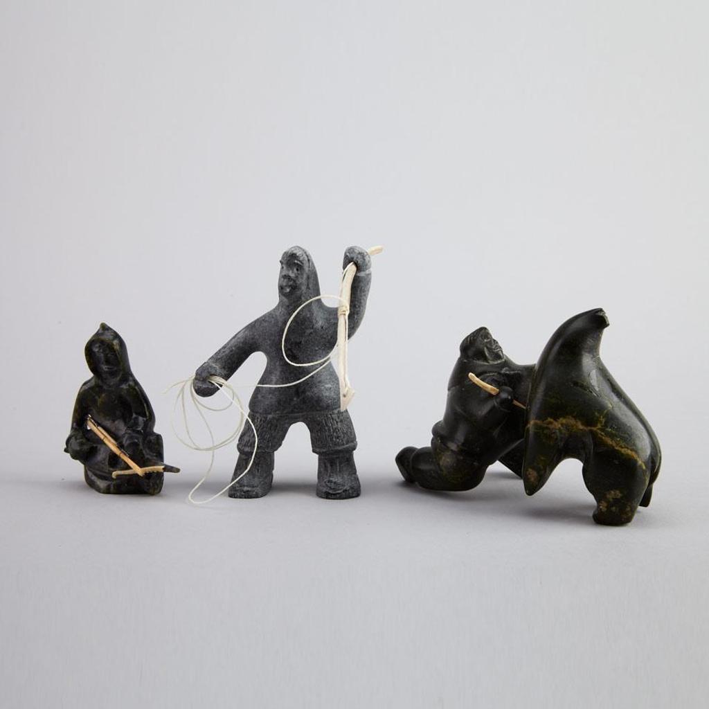 Philiposie Napatuk (1931) - Hunter With Harpoon; Hunter And Seal; Sitting Figure With Kayak And Tools