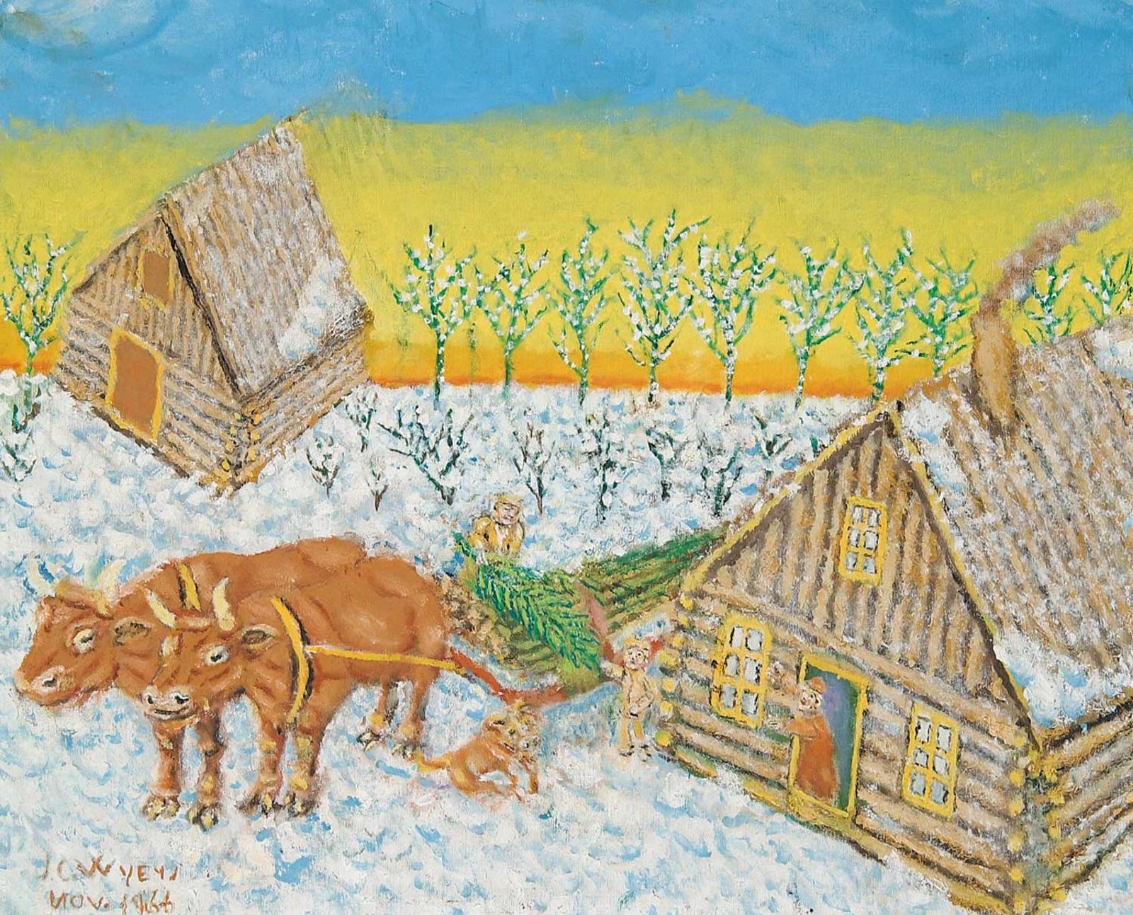 Jan Garret Wyers (1888-1973) - Bringing Home the Christmas Tree
