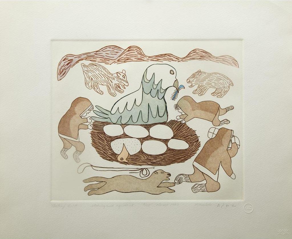 Pitseolak Ashoona (1904-1983) - Home From The Hunt; Nesting Bird; A Festive Pursuit; Hide And Seek; Summer Home; Snow House Of My Youth