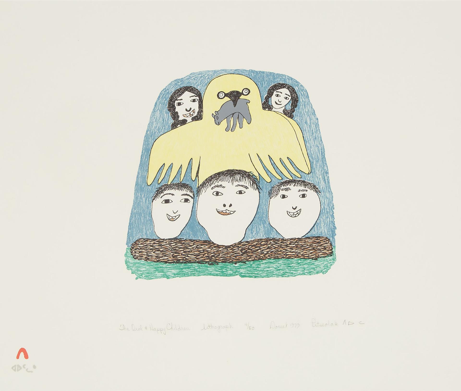 Pitseolak Ashoona (1904-1983) - The Owl And Happy Children