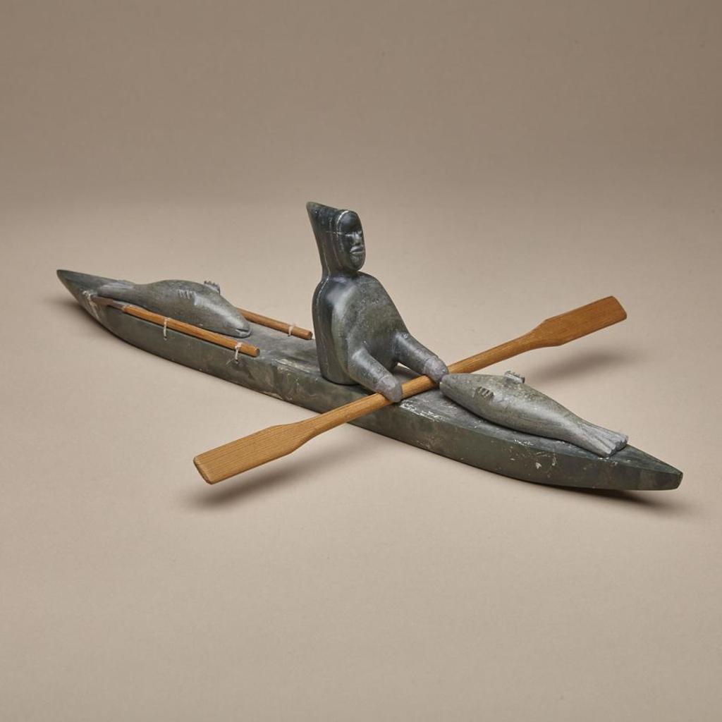 William Pigalak (1933) - Hunter In Kayak With Seals