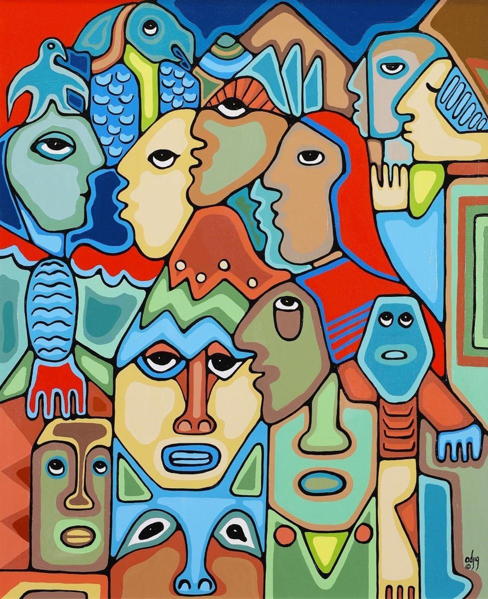 Daphne Odjig (1919-2016) - Among The Totems; 1992