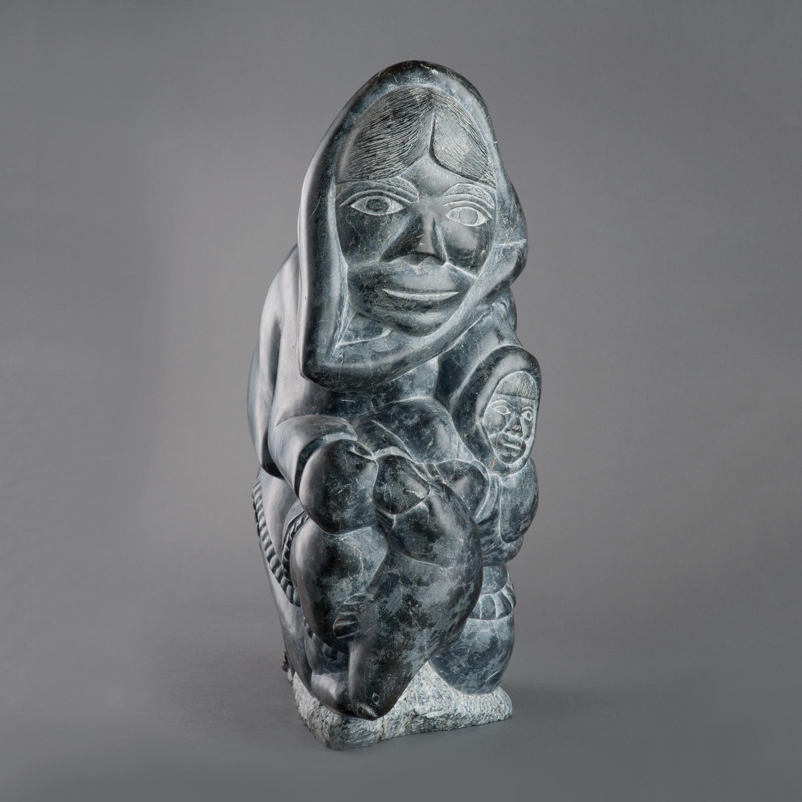 Abraham POV (1927-1994) - Woman Holding Fish With Child At Her Side
