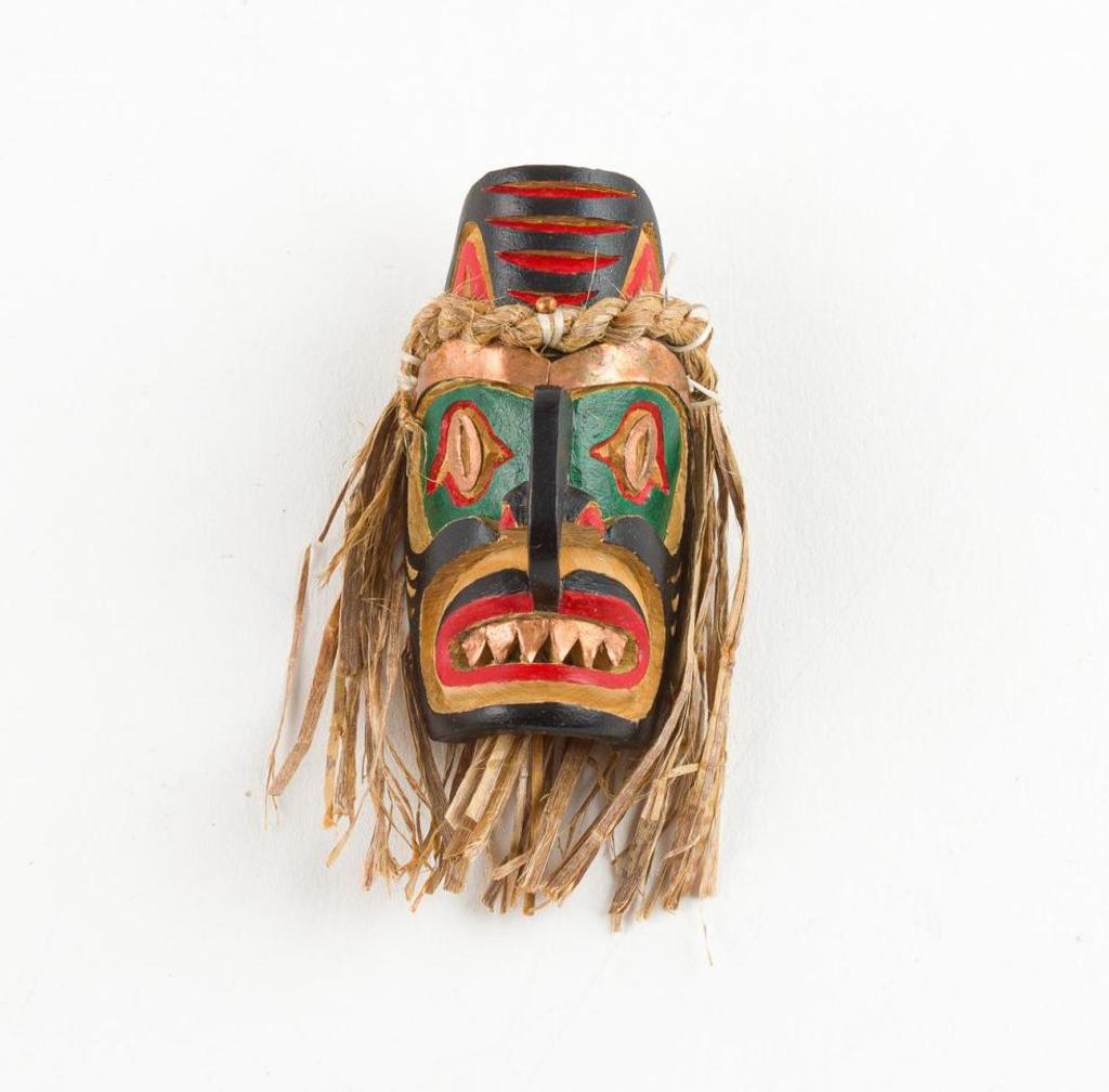 Victor Lucas - a carved cedar and polychromed Dogfish pin with copper and cedar strip accents
