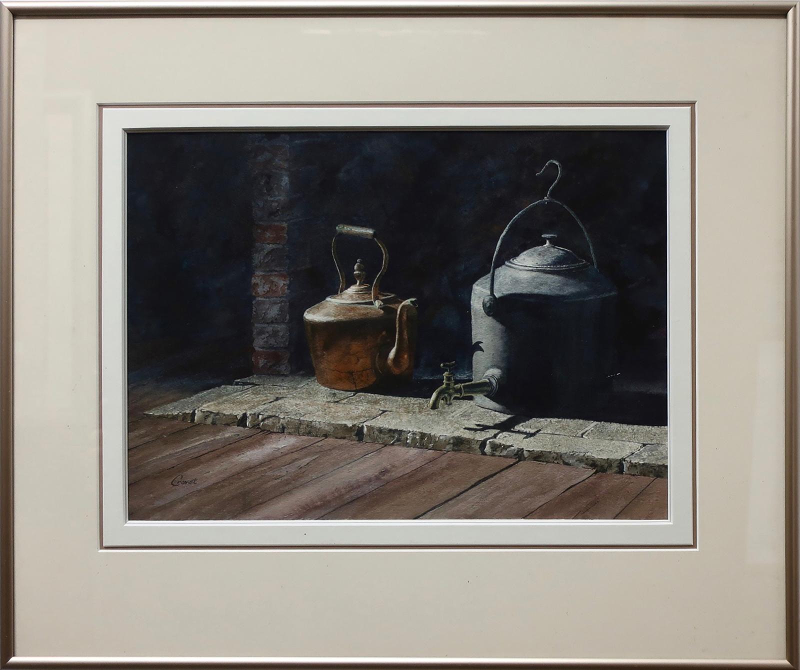 Brian Crovet - Still Life (Copper Kettle & Iron Samovar On A Fireplace Hearth)