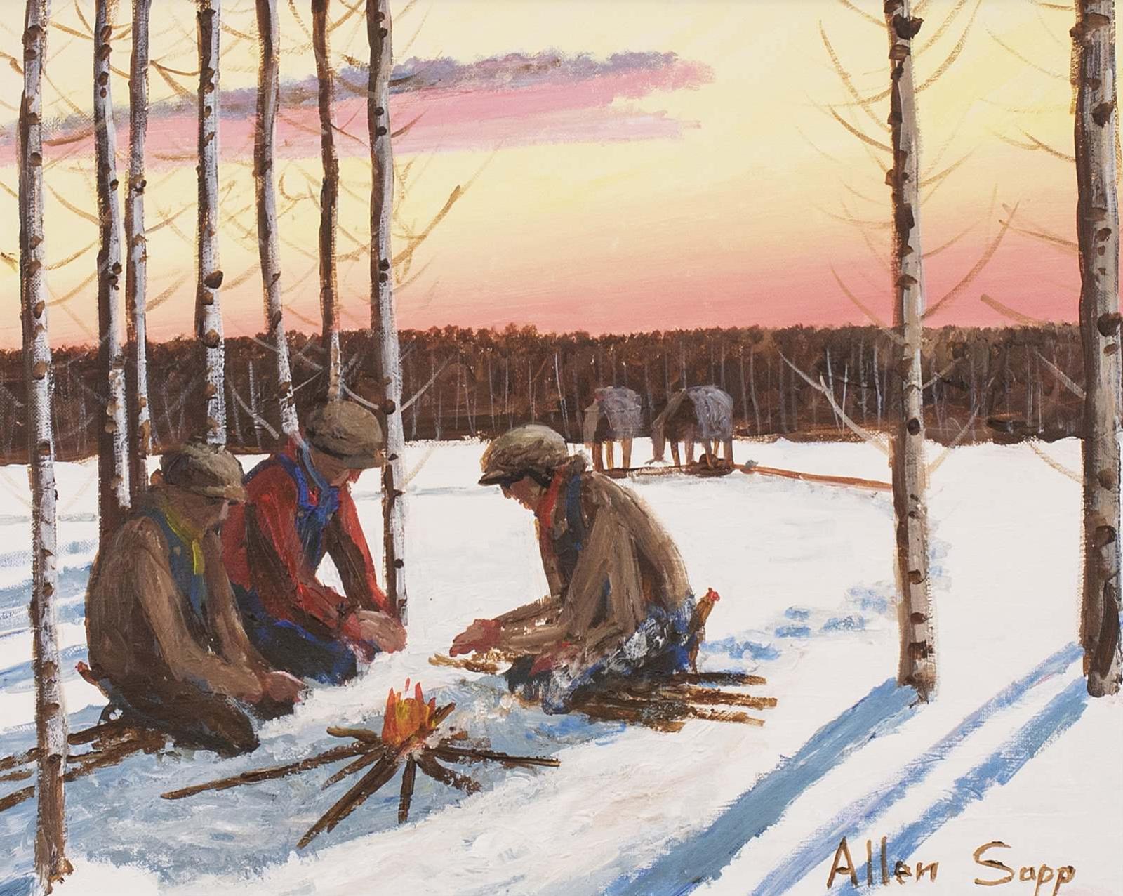Allen Fredrick Sapp (1929-2015) - Warming Up By The Fire; Ca 1998