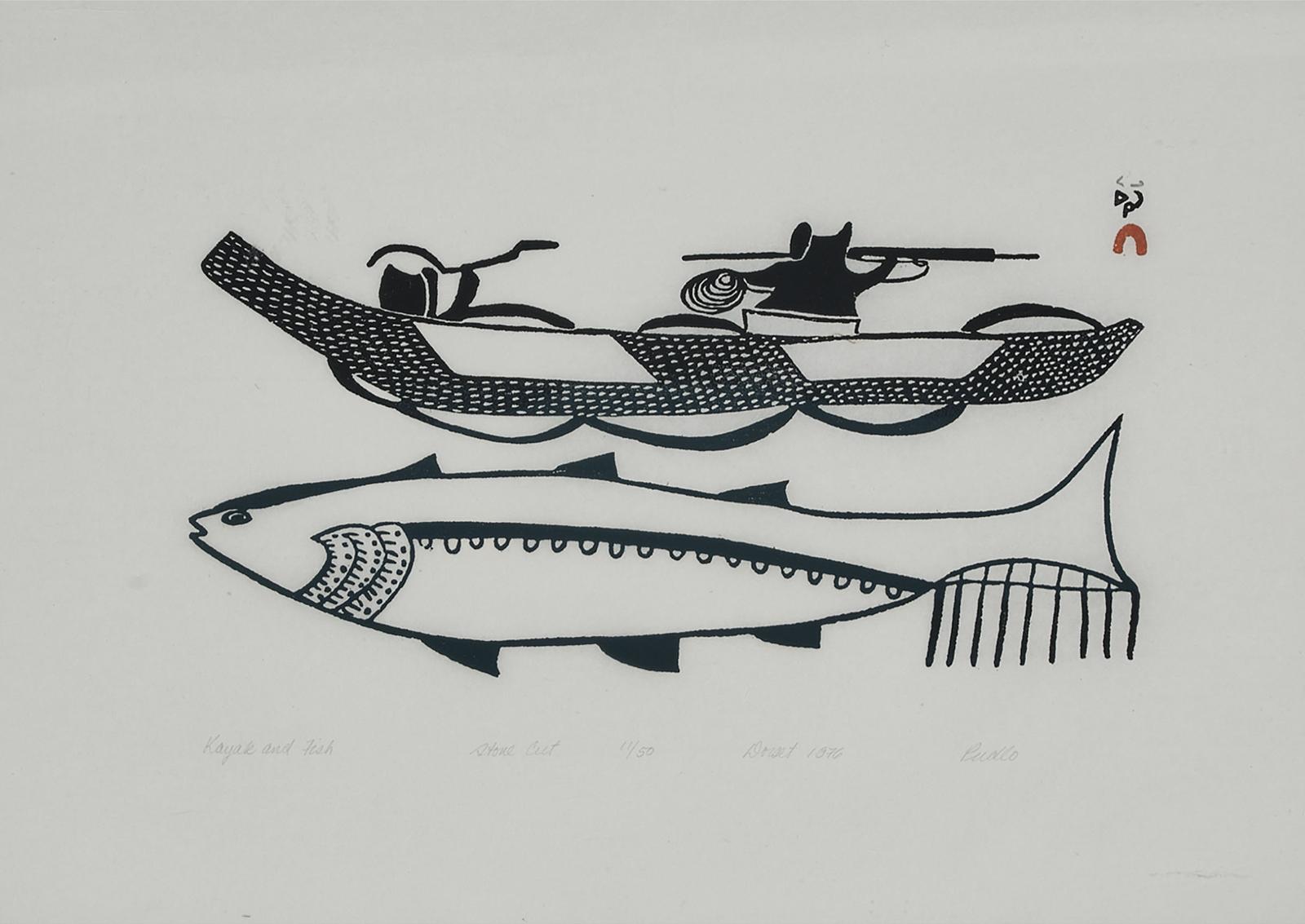 Pudlo Pudlat (1916-1992) - Kayak And Fish