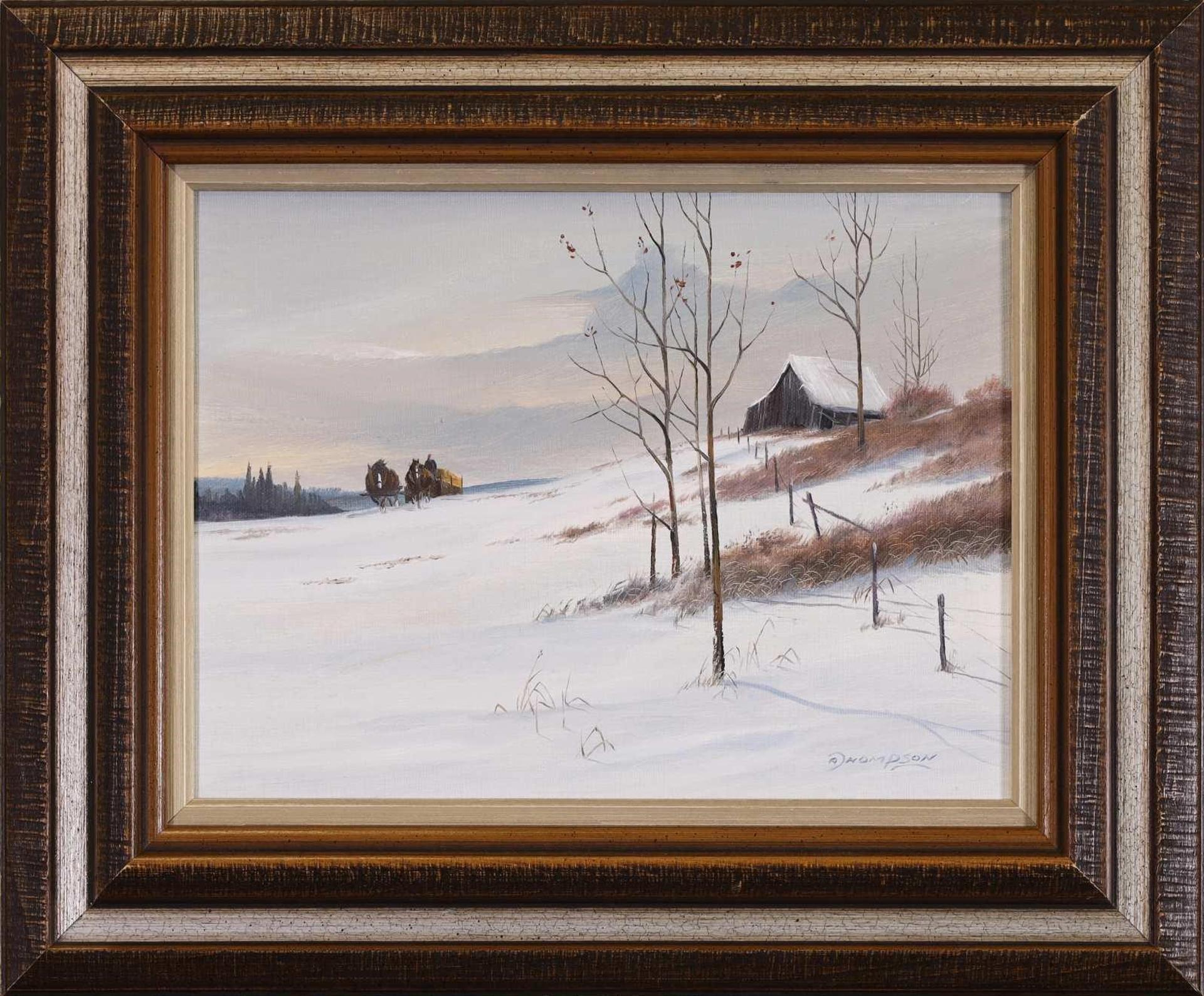 Allan Robert Thompson (1949) - Untitled, Horse Team Pulling a Load on a Winter Day