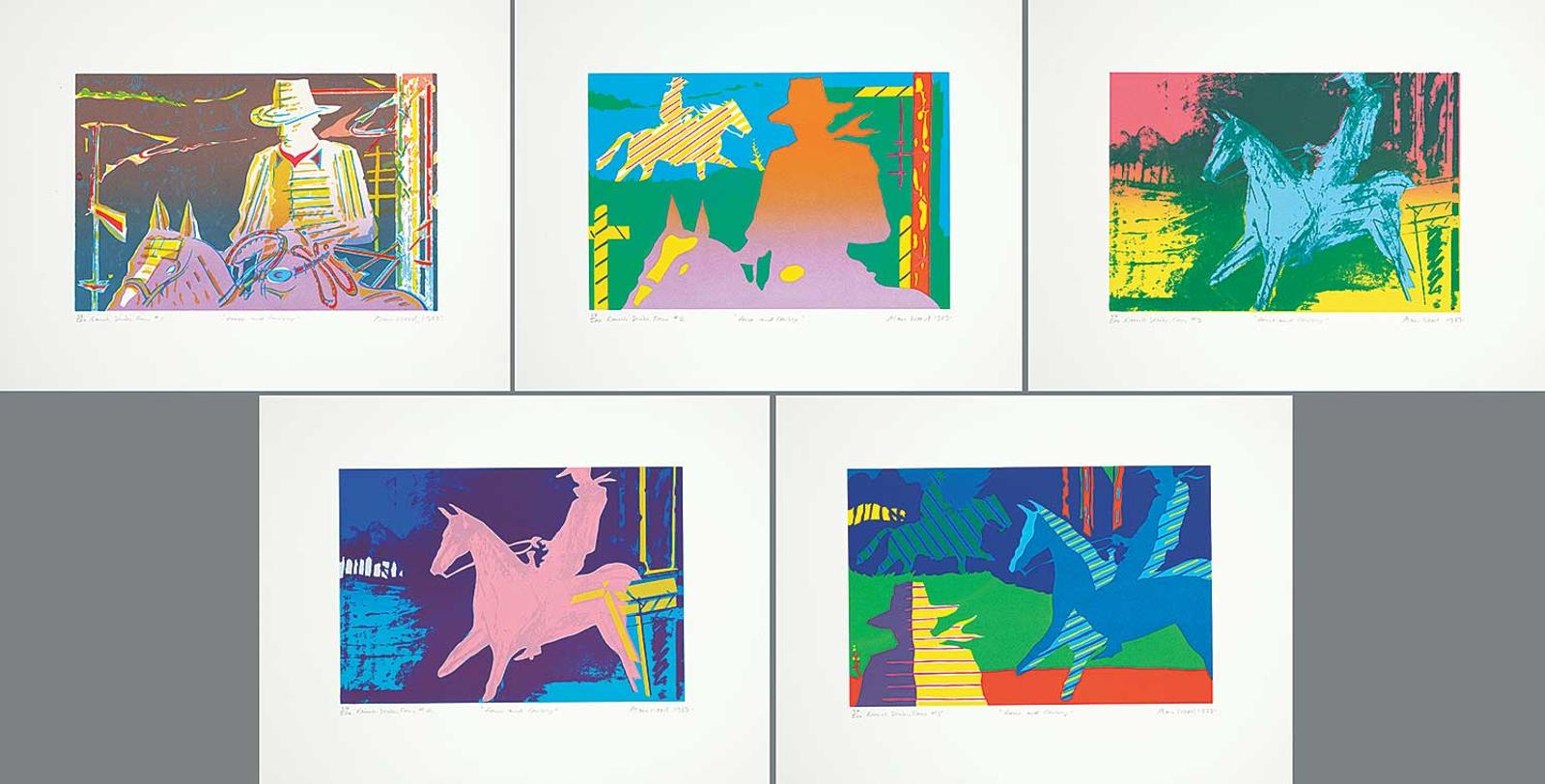 Alan Wood (1935-2017) - Ranch Series Four #1-5 [Horse and Cowboy]  #37/200