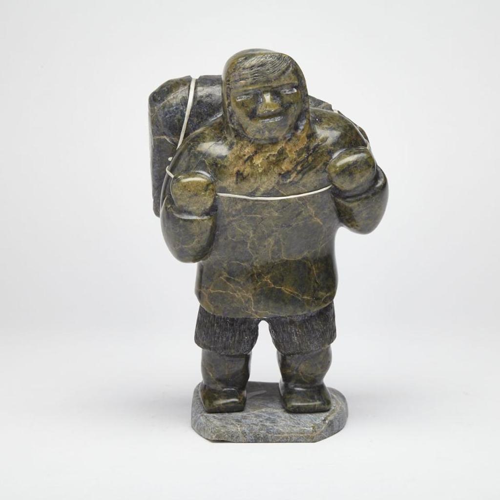 Kipanik Nusuta - Happy Inuk Shouldering A Large Boulder