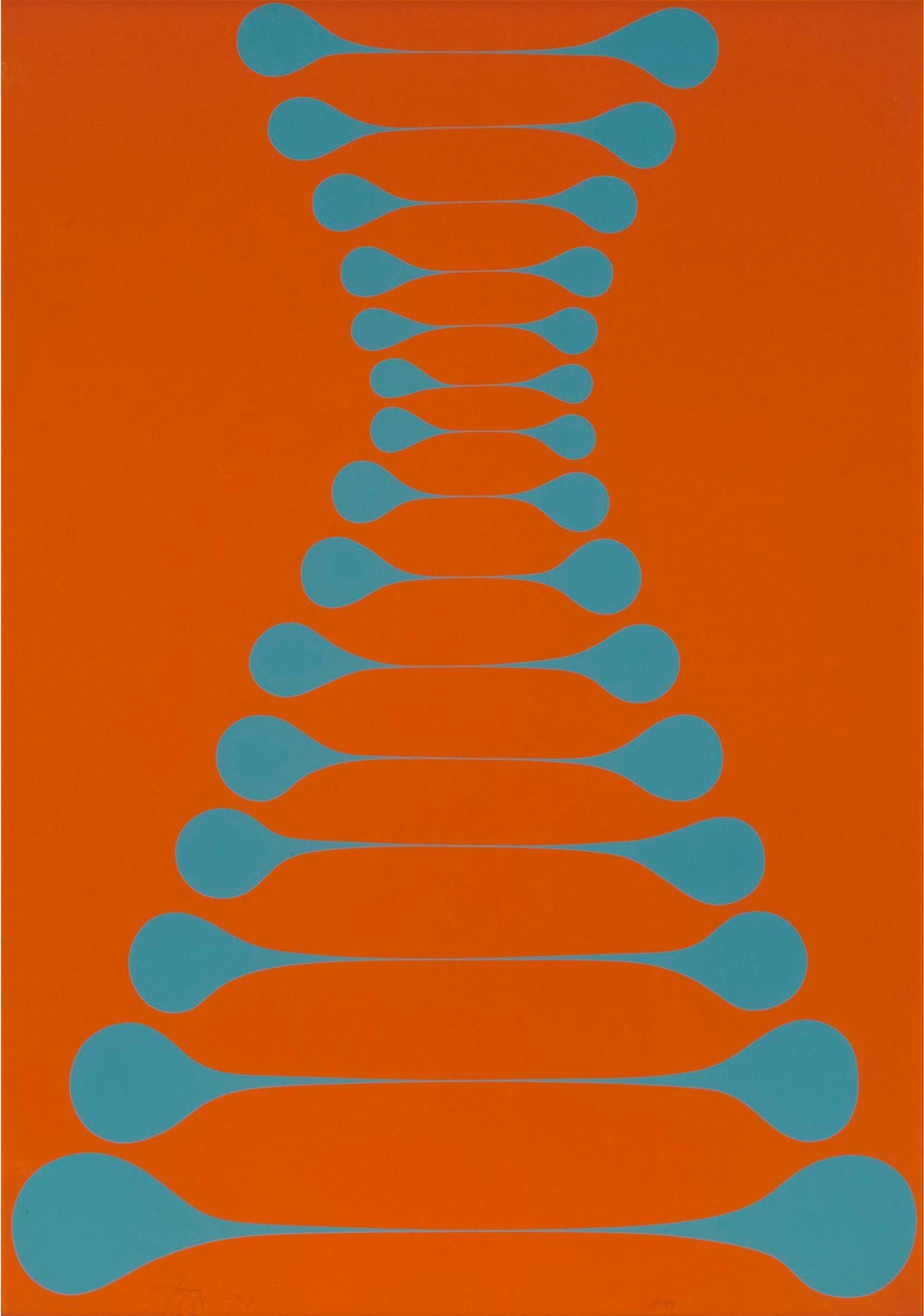 Harold Barling Town (1924-1990) - Stretch, Blue On Orange, 1971