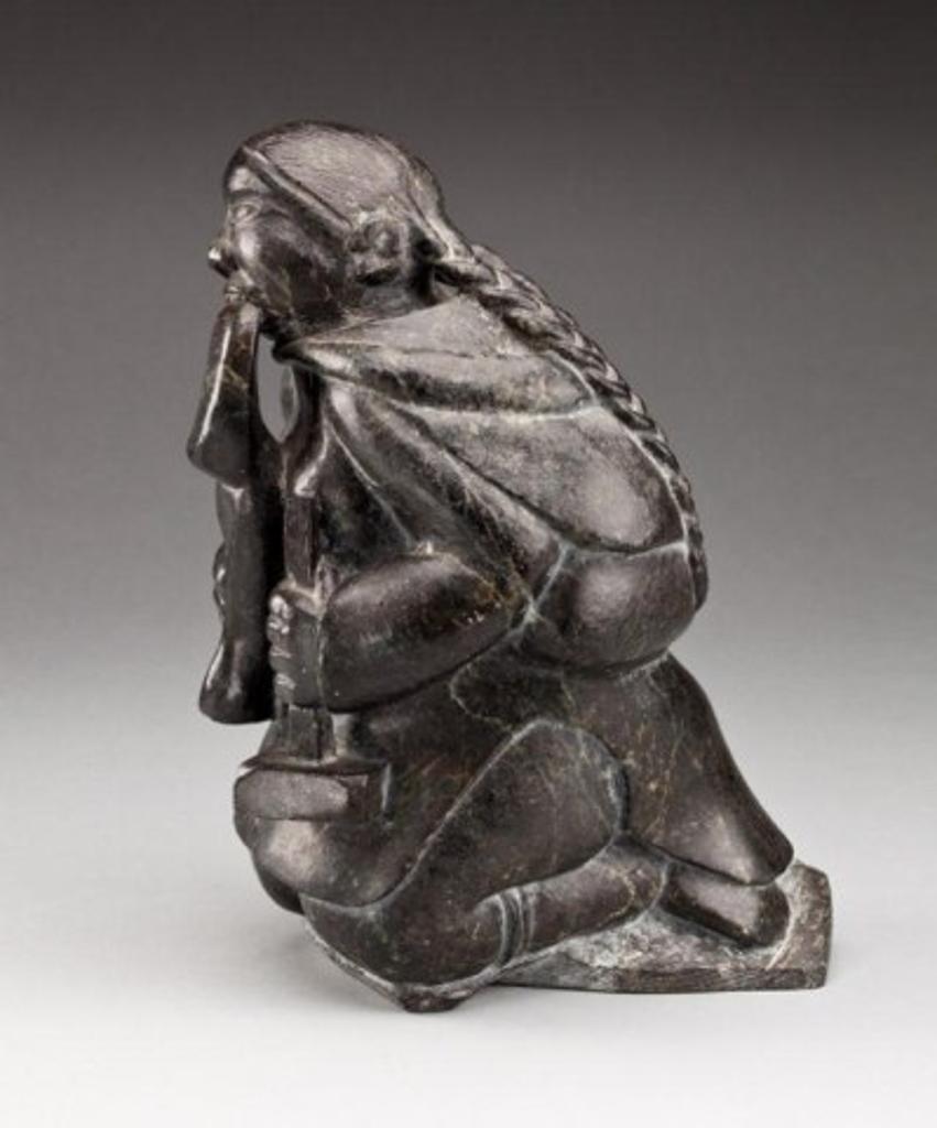 Jacob Echalook (1930-1965) - Woman with braids softening a boot