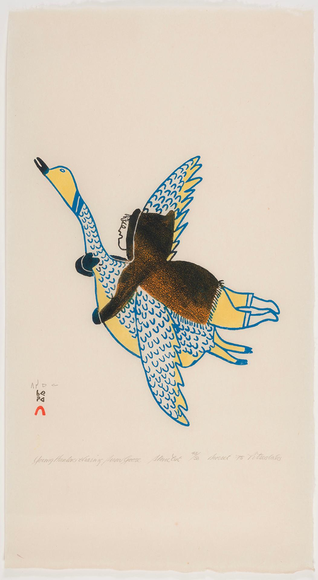 Pitseolak Ashoona (1904-1983) - Young Hunter Chasing Snow Goose