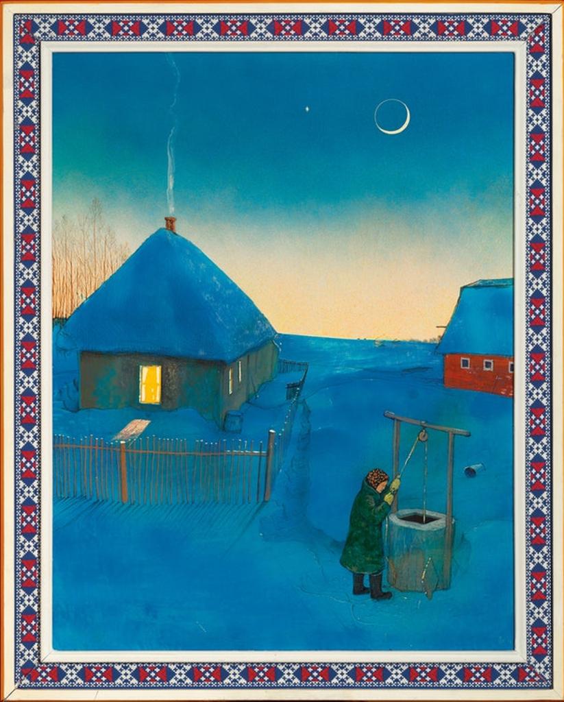 William Kurelek (1927-1977) - Pioneer Homestead on a Winter's Evening