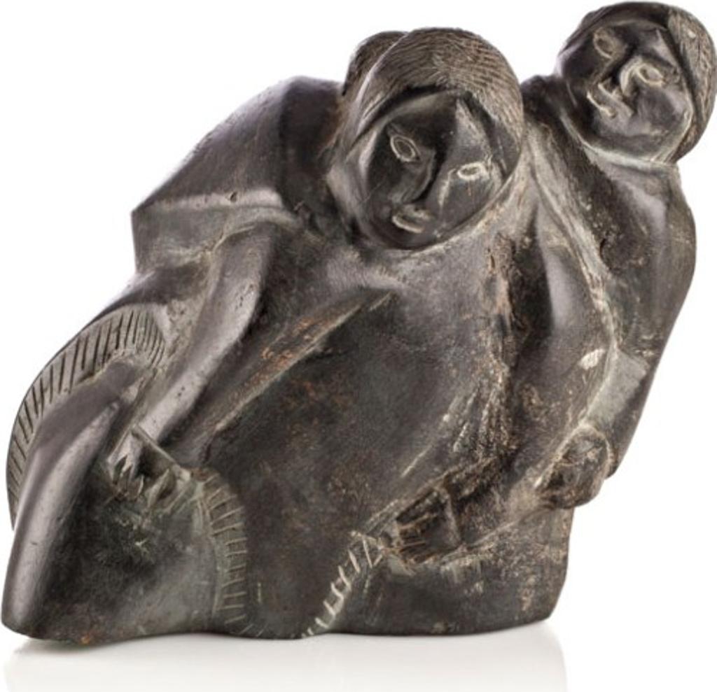 Marie Kuunnuaq (1933-1990) - Family, ca. 1977-78, Black stone