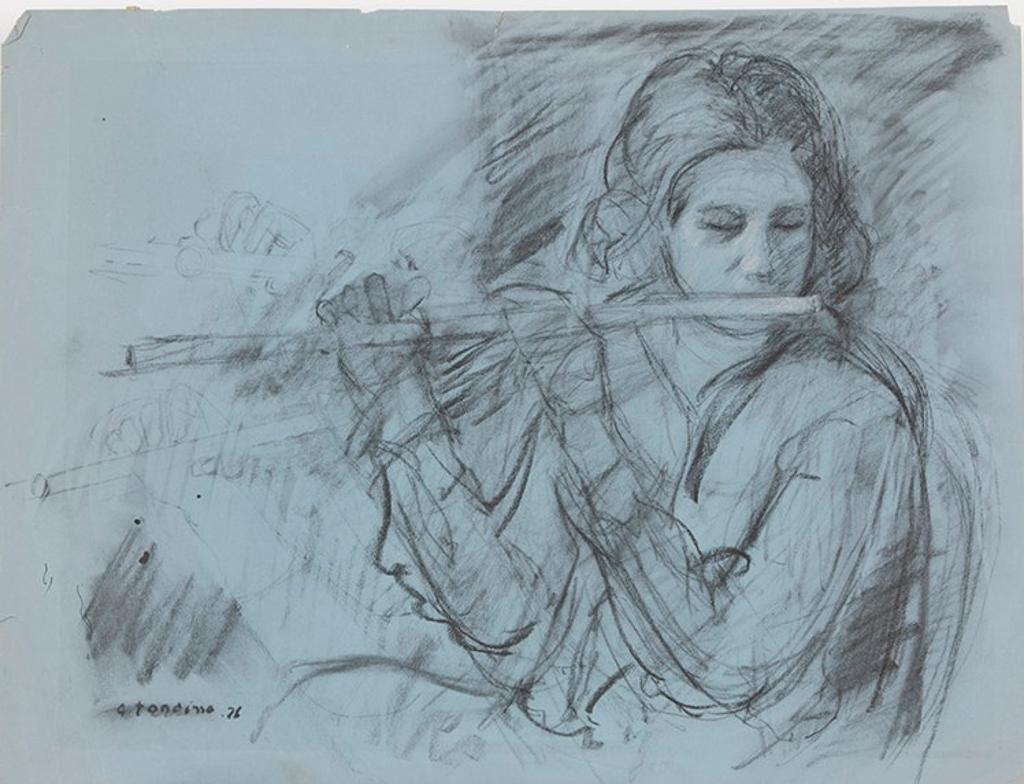 Gentile Tondino (1923-2001) - Girl Playing Flute; Bathing