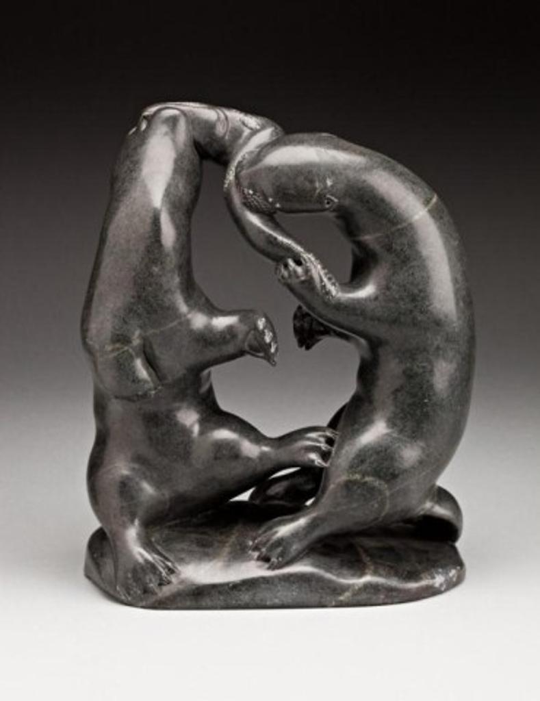 Adamie Alaku Anauta Anautak (1946-2016) - Akulivik, Two otters fighting over a fish, ca. mid-1980s